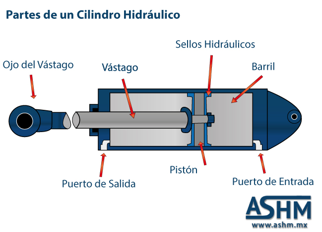 Partes de los Cilindros Hidráulicos  Aceros y Sistemas Hidráulicos de  México S. A. de C. V.